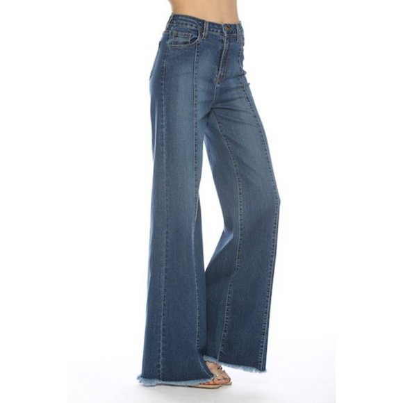 Premium Denim Front Seam High Waist Flare Leg - Picture 3 of 5